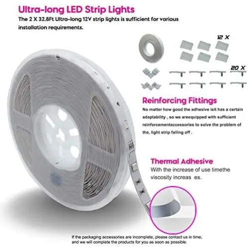 QJB Led Strip Lights Bluetooth 65.6Ft RGB 5050 Led Music Sync Color