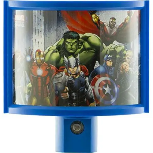 Disney Avengers LED Night Light, Wrapshade, Plug-in, Dusk to Dawn, UL-Listed, Marvel, Iron Man, Captain America, Thor, Ideal for Bedroom, Bathroom, Nursery, 13375, 1-Pack