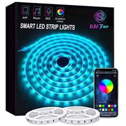 S USIFAR Smart LED Strip Lights, 32.8ft RGB Flexible LED Tape Lights Music Sync, Color Changing Led Strip Lights for Bedroom, Kitchen, TV, Party. Bluetooth Phone Controlled