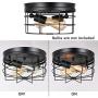 Qcyuui Industrial Semi Flush Mount Ceiling Light, E26 Metal Rustic Cage Ceiling Lamp Fixture, Vintage Black Kitchen Lighting for Farmhouse Hallway Dining Room, 2 Lights