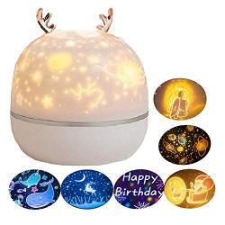 Vency Baby Night Light with 6 Films, Star Night Light Projector for Kids, Rotating Kids Night Lights for Bedroom 6 Color Options, Projection Lamp for Baby Birthday Christmas Gifts (USB)