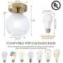 Semi Flush Mount Ceiling Light Fixture, Antique-Diamond Glass Globe Shade Gold Farmhouse Light Fixtures Ceiling for Kitchen Dining Room Bedroom Entryway Hallway Foyer Passway Laundry Room Schoolhouse