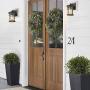 Emliviar Outdoor Light Wall Mount, Crackle Glass in Black Finish, 2085B2 BK