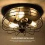 CO-Z 15 Inch Industrial 3-Light Vintage Metal Cage Flush Mount Ceiling Light, Oil Rubbed Bronze Finish, Rustic Ceiling Lighting Fixture for Bedroom, Dining Room, Living Room, Farmhouse Lighting
