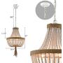Farmhouse White Wood Beaded Chandeliers Large Dining Room Pendant Chandelier Wooden Bead Chandelier