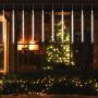 MAOYUE Meteor Shower Lights, 16 Tubes 640 LED Icicle Lights Outdoor Christmas Decorations Lights Waterproof Cascading Lights for Holiday Decorations, Tree, Eaves, Roof, Yard, Garden, Party, Cold White