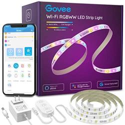 Smart LED Strip Lights, Govee RGBWW WiFi Light Strip Works with Alexa Google Home, 16 Million Colors, Warm White and Cool White, Wake-Up Lighting App Control for Bedroom, Living Room, Kitchen, 6.56FT