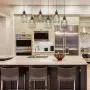 Wellmet Wood Chandelier Flush Mount 6 Lights, Rustic Hanging Dining Room Multi Pendand Light with Metal Bulb Guard Lamp Cage, Farmhouse Ceiling Lighting Fixture for Kitchen Island, Living Room, Bar