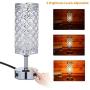 Tomshine Crystal Table Lamps, Touch Control Lamp Dual USB with AC Outlet 3-Way Dimmable Silver Bedside Nightstand Small Desk Lamp for Living Room Bedroom Decorative Table Light (Include Bulb)