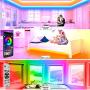 65.6ft LED Strip Lights, Music Sync Color Changing RGB LED Lights“Smile Face”Controller & Remote Built-in Mic, Bluetooth APP Light Strip Rope Lights， LED Light Strip for Bedroom