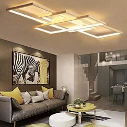 Modern LED Ceiling Light Acrylic White Geometric Rectangular Ceiling Light Warm Light Close to The Ceiling Lamps Chandelier Suitable for Living Room Bedroom Dining Room Indoor Decoration (Warm Light)