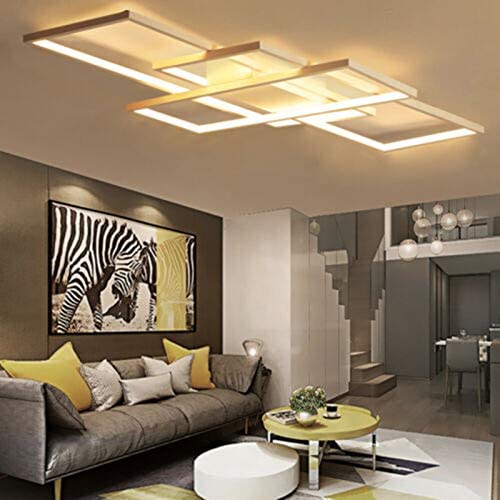 Modern LED Ceiling Light Acrylic White Geometric Rectangular Ceiling Light Warm Light Close to The Ceiling Lamps Chandelier Suitable for Living Room Bedroom Dining Room Indoor Decoration (Warm Light) Modern LED Ceiling Light Acrylic White Geometric Rectangular Ceiling Light Warm Light Close to The Ceiling Lamps Chandelier Suitable for Living Room Bedroom Dining Room Indoor Decoration (Warm Light)