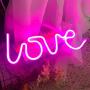 Protecu Love Neon Sign, 3 AA Battery/USB Powered Neon Lights LED Signs for Bedroom Neon Signs for Wall Decor, Neon Light Sign for Birthday, Party, Kids/Girls Room, Christmas, New Year Decor (Pink)