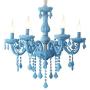 Modern Chandelier Elegant Hanging Lights Crystal Glass Pendat-Lighting Ceiling Light Fixtures Blue 5 Heads