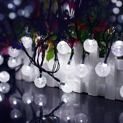 Solar Globe String Lights, 30 LED 20ft Crystal Ball Waterproof Outdoor Fairy String Lights Solar Powered Christmas Decoration Lights for Xmas Tree Garden Home Lawn Wedding Party, 2-Pack(White)