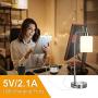 Industrial Table Lamp with 2 USB Charging Ports, Boncoo Stepless Dimmable Bedside Night Stands with Glass Shade Silver Metal Base Vintage Desk Lamp for Farmhouse Living Room 6W 2700K LED Bulb Included