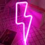 Protecu Pink Neon Lightning Bolt, Decorative Lights LED Neon Signs for Bedroom, 3 AA Battery/USB Powered Neon Sign Shaped Decor Light, Neon Light Sign for Kids, Birthday, Party Room Decor (Pink)