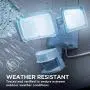 Home Zone Security Solar Motion Sensor Light - Outdoor Weatherproof Triple Head Security Flood Light, White