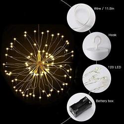 Firework Lights, 8 Pack Starburst Lights LED Copper Wire Fireworks Lights Fairy Lights Christmas Fireworks Hanging Dimmable String 8 Modes Waterproof with Remote Control for Christmas Wedding Garden