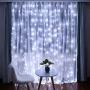 Fiee Fairy Curtain Lights,304 LED 9.8ftX9.8ft 30V 8Modes safety Window Lights with Memory for Home Wedding Christmas Party Family Patio Lawn Garden Bedroom Outdoor Indoor Wall Decorations(Cool White)