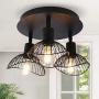 Ganeed Industrial Ceiling Light,3-Light Rustic Semi Flush Mount Ceiling Light Fixture,Metal Cage Pendant Lighting Lamp for Kitchen Living Room Hallway Stairway Garage, E12,Black Painting Finish Ganeed Industrial Ceiling Light,3-Light Rustic Semi Flush Mount Ceiling Light Fixture,Metal Cage Pendant Lighting Lamp for Kitchen Living Room Hallway Stairway Garage, E12,Black Painting Finish