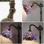 Tiffany Style Reading Floor Lamp Lighting W12H64 Inch Blue Purple Stained Glass Lavender Baroque Lampshade Antique Adjustable Arched Base S003C WERFACTORY Lamps Living Room Bedroom Beside Table Gifts