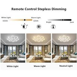 LAKIQ Modern Dimmable LED Flush Mount Ceiling Light Fixture Flower-Shaped Acrylic LED Close to Ceiling Chandelier Lighting with Remote for Living Room Bedroom Dining Room(5 Lights, Stepless Dimming)