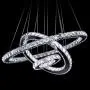 Crystal Chandelier 3 Rings 7.9''+15.8''+23.6'' Daylight 5000K 72W LED Circular Ceiling Lighting Fixture Wowatt Modern Pendant Light for Dining Living Bed Room Adjustable Stainless Chain for DIY Shape