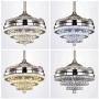 Fandian 42'' Crystal Ceiling Fan with Lights Remote Chandelier Fixture Retractable Invisible Blades 3 Color Changes Lighting Decors for Living Room Dining Room Bedroom