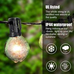 VAVOFO Outdoor String Lights with G40 Globe Bulbs, Waterproof Backyard Patio Lights, Hanging Indoor Outdoor String Lights for Bistro Deckyard Cafe Gazebo Porch Garden Party, UL Listed (Black, 25)