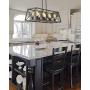 Zeyu 8-Light Kitchen Island Lighting, Farmhouse Linear Pendant Light in Wood and Black Finish, 011-8 WF/BK