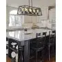 Zeyu 8-Light Kitchen Island Lighting, Farmhouse Linear Pendant Light in Wood and Black Finish, 011-8 WF/BK