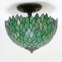 Tiffany Ceiling Light Fixture W12H11 Inch Semi Flush Mount Green Stained Glass Wisteria Shade S523 WERFACTORY Lamps Lover Parent Dining Living Room Bedroom Study Entry Kitchen Island Bar Hallway Loft