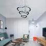 Modern Crystal 3 Heart Rings LED Chandelier Light Fixture Pendant Lighting Adjustable Stainless Steel Ceiling Hanging Lamp for Living Room Dinning Room Kitchen Bedroom (Heart Cool White)