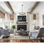 AXILAND Rustic Drum Chandelier 4-Light Dining Room Chandelier with Off-White Fabric Shade