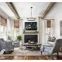 AXILAND Rustic Drum Chandelier 4-Light Dining Room Chandelier with Off-White Fabric Shade