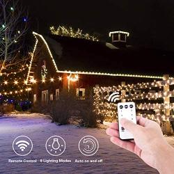 ELECWISH 33ft 100 LED String Lights Dimmable with Remote Control, IP65 Waterproof Decorative Lights for Bedroom Patio Garden Parties Wedding UL588 and TUVus Approved (Warm&White)