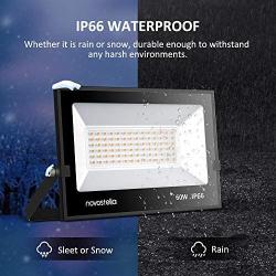 Novostella 60W Outdoor LED Flood Lights 2 Pack 6000lm Super Bright 3000K Warm White IP66 Waterproof Floodlight Out Lights Led Wall Pack Light Outside Security Led Lights Fixture for Yard House Garage