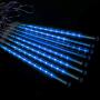 Meteor Shower Christmas Icicle Lights Outdoor, 11.8 Inches 8 Tubes 192 Led Snowfall Lights Connectable, Waterproof Hanging Falling Rain Lights for Tree Bushes Holiday Party Christmas Decorations, Blue