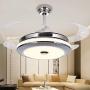 42 Inch Ceiling Fans with Lights and Remote Control, Modern 4 Blade Invisible Ceiling Fan Chandelier Light with 3-color Dimming Fan Lights for Dining / Living Room Bedroom (42 inch)