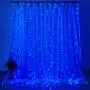 Dooit 9.8ft6.5ft 300LED Curtain String Lights 8 Modes 29v UL Plug in for Christmas Party Wedding Ceremony Home Garden Bedroom Indoor/Outdoor Decorations （Blue）