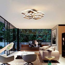 IKK Modern Kitchen Ceiling Light,Dimmable LED Flush Mount Light Fixture with Remote Control,6 Heads Square Geometric LED Lamp for Dining Study Laundry Living Clothing Room, 3000-8000 K/Coffee