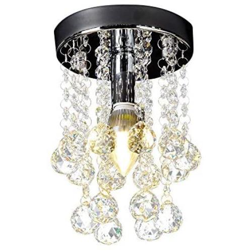 Sefinn Four Modern Crystal Chandelier Mini Flush Mount Crystal Chandelier Light for Kitchen Bathroom Dining Room Foyer Entryway Height 9 inch Flush Mount Diameter 6 inch