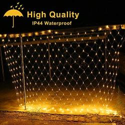 Oopswow Garden Net String Light Mesh Tree Light Outdoor String Light Twinkle Light 9.8ft x 6.6ft 192LED 8Mode for Tree wrap Lawn Backyard Indoor Christmas Decor (Warm White)