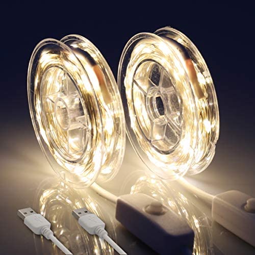 HXWEIYE Fairy String Lights-2 Pack, 100LED 33FT Copper Wire Lights USB Powered Hanging for Bedroom , Warm White, Waterproof Firefly String Light for Indoor Outdoor DIY Wedding Party