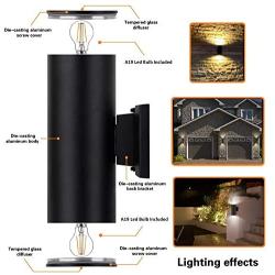 Outdoor Wall Light, ZUUKOLE Exterior Lighting - ETL Listed, 2 Light Bulbs Included, Aluminum Waterproof Wall Mount Cylinder Design - Up Down Light Fixture for Porch, Backyard and Patio