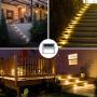 Otdair Solar Deck Lights, 3 LED Warm Light Solar Step Lights Outdoor Auto On/Off Stainless Steel Stair Lights Waterproof Wireless Solar Powered Lights for Fence Patio Garden Pathway - Warm 12 Pack