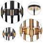 MOTINI 5-Light Sputnik Chandelier with Clear Glass 5LT Modern Pendant Geometric Light Rod Hanging Lighting Indoor 27''x 27''x11'', Black/Brushed Brass