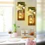Decorative Mason Jar Wall Decor Rustic Wall Art Sconces Wall Decorations for Living Room Green Fake Plant Artificial Flowers and LED Strip Lights Design Home Bathoom Room Decor