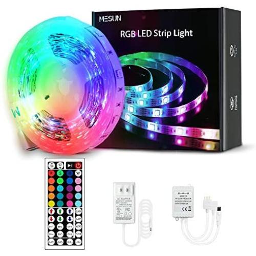 16.4 FT LED Strip Lights, MESUN RGB Flexible Light Strip Kit with 44 Key IR Remote RGB Controller, LED Rope Strip Lights for TV Backlight/Bedroom/Desk/Porch/Party Room